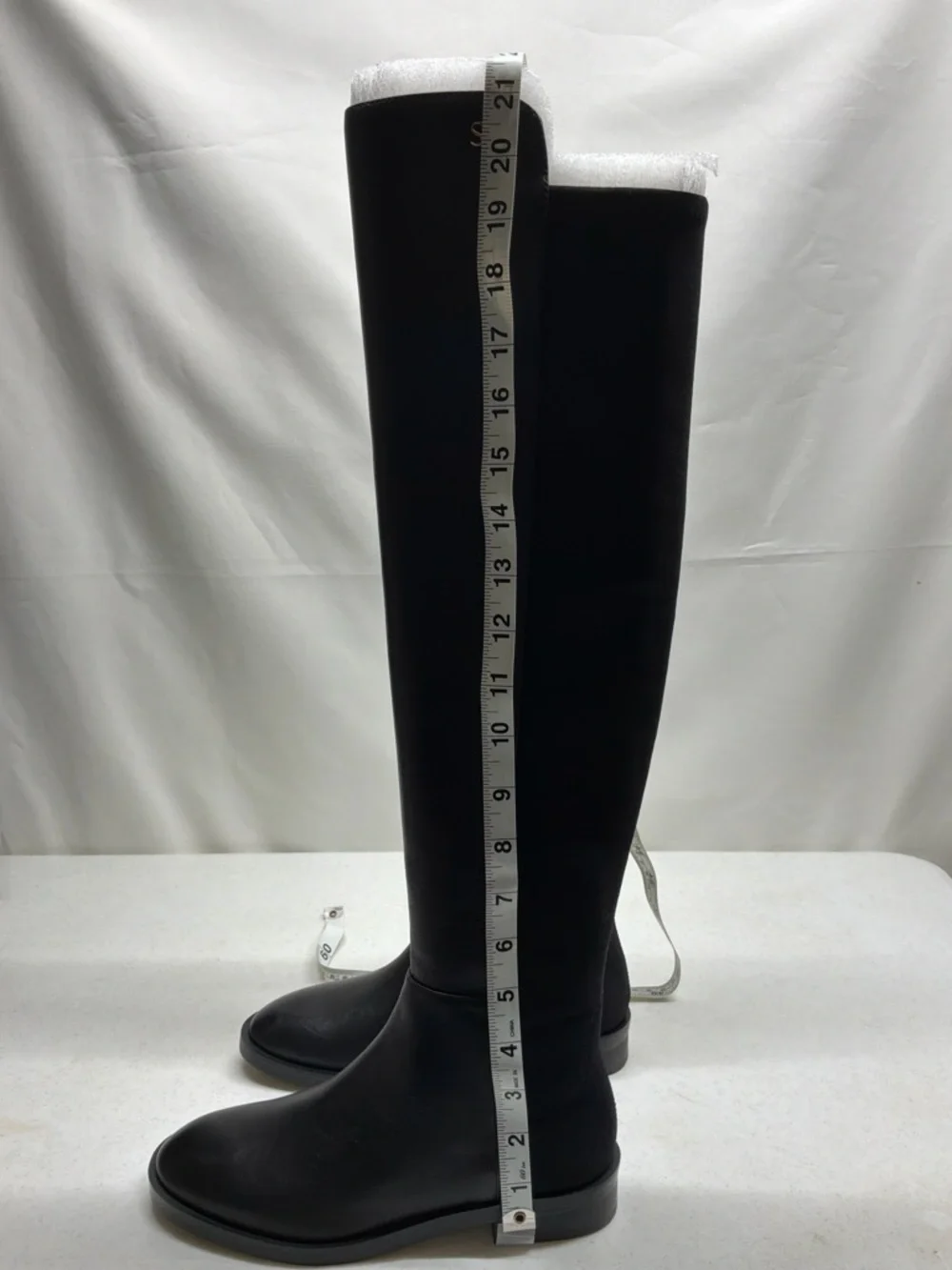 Stuart Weitzman Black Leather and Microstretch Over-the-Knee Riding Boots Size 5